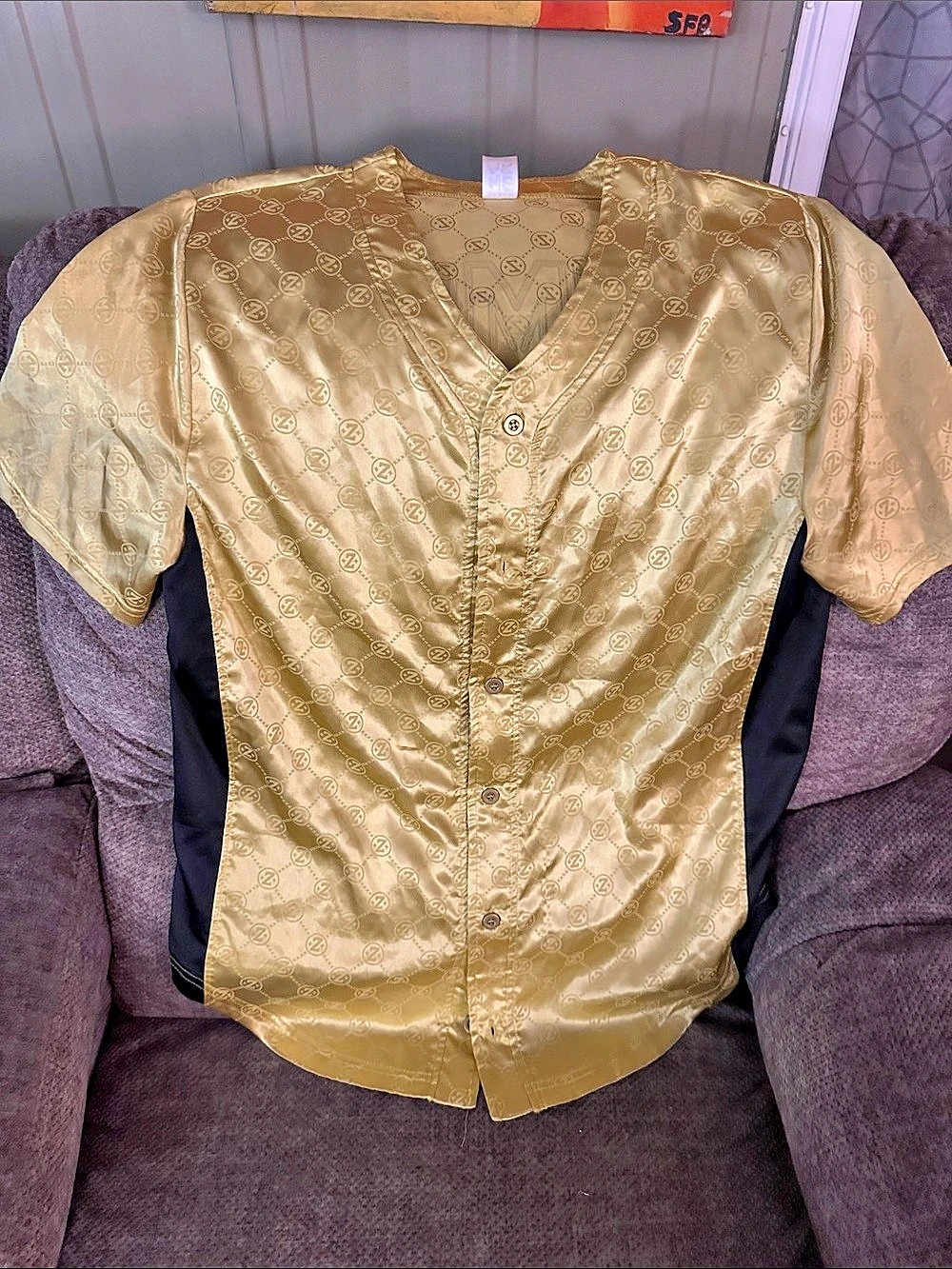 Zumba Runway Baseball Button Up Jersey Gold